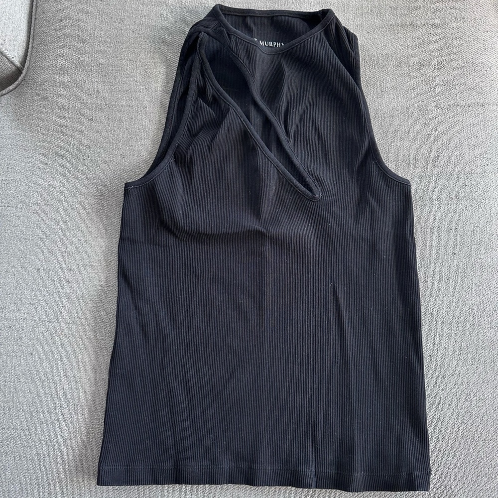 Salt Murphy Black Sleeveless Slit Cut Out Tank Top